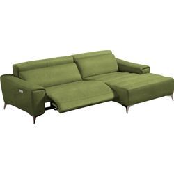 Ecksofa EGOITALIANO "Suzette, Designsofa mit hohem Sitzkomfort", grün (kiwi), B:266cm H:95cm T:163cm, Sofas, mit Recamiere, inkl. 1 elektronischen Relaxfunktion, L-Form