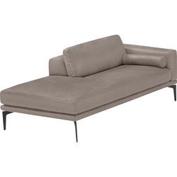 Ottomane EGOITALIANO "Masu, Design trifft super Sitzkomfort, mit toller Detailverarbeitung" Sofas Gr. B/H/T: 182 cm x 95 cm x 97 cm, Leder BACIO, Armlehne rechts, beige (safari) Rückenkissen und Armteilrolle für mehr Komfort, mit Metallfüßen