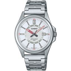 Quarzuhr "MTP-E700D-7EVEF", silber (edelstahlfarben), CASIO TIMELESS COLLECTION, Armbanduhren, Herren, Armbanduhr, Herrenuhr, analog,Datum,Neo-Display,Armband aus Edelstahl