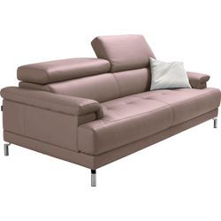 2,5-Sitzer EGOITALIANO "Soul, Design und Sitzkomfort auf hohem Niveau, tolle Details" Sofas Gr. B/H/T: 200 cm x 76 cm x 106 cm, Leder BULL, mit Kopfteilverstellung, beige (safari) inkl. Kopfteilverstellung für noch mehr Komfort, Designfuß