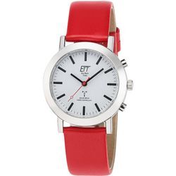 Funkuhr ETT "Station Watch, ELS11582-11L" Armbanduhren rot Damen Armbanduhr, Damenuhr, Solar