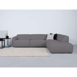 Ecksofa ANDAS "Myrland", grau (gray), Sofas, B/H/T: 241cm x 72cm x 231cm, Chenille, Ottomane rechts, 100% PES Breite 241 cm, Chenille, Easy Clean Stoff, mit Kaltschaum