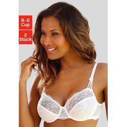 Bügel-BH NUANCE, Damen, Gr. 100, Cup C, weiß (2xweiß), Spitze, Netz, Obermaterial: 68% Polyamid, 25% Polyester, 7% Elasthan, feminin, BHs, mit schöner Stickereispitze, Dessous