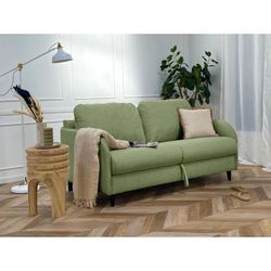 Bestmobilier - Cosmos - 3-sitzer schlafsofa - tägliche schlafgelegenheit matratze 11 cm - aus stoff - salbeigrün