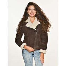 Lederjacke MAZE "Rapardo", Damen, Gr. XL, braun, 100% Leder, Wildleder / Futter: 100% Lammfell / Ärmelfutter: 100% Lammfell, Jacken