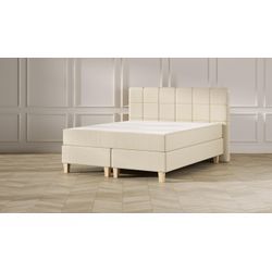 Emma Classic Boxspringbett Comfort - beige - 180x200 cm - Kopfteil Gesteppt - Natur Füße