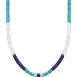 Kette ohne Anhänger THOMAS SABO "mit blauen Steinen, KE2159-058-7-L38V" Gr. 42, blau (silberfarben, dunkelblau, hellblau, weiß), Halsketten, Damen, 42, Silber 925 (Sterlingsilber), B: 1,0mm, mit Achat, Lapislazuli, Türkis-Imitat, B:1,0mm