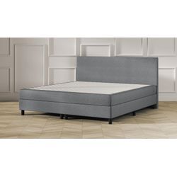 Emma One Boxspringbett - hellgrau - 200x200 cm - schwarze Füße