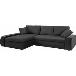 Ecksofa TRENDMANUFAKTUR "Indie II, tolle Detailverarbeitung, bequem und komfortabel im Sitz" Sofas Gr. B/H/T: 269cm x 86cm x 169cm, Struktur fein, Recamiere links, ohne Bettfunktion, schwarz XL und XXL, wahlweise mit Bettfunktion, L-Form