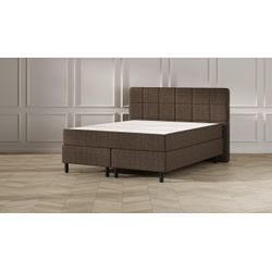 Emma Classic Boxspringbett - braun - 180x200 cm - Kopfteil Gesteppt - Schwarze Füße