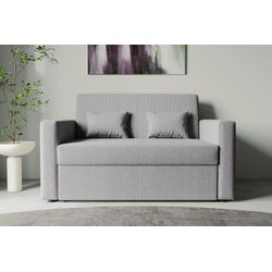 Schlafsofa INOSIGN "Ravena, Breite 146 cm, mit Bettfunktion", grau (light grau), B:146cm H:86cm T:94cm, 100% Polyester, Sofas, kompaktes 2-Sitzer Sofa, Webstoff, Cord