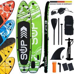 24MOVE® Standup Paddle Board SUP, inkl. Zubehör, Paddel und Hochdruckpumpe, GRÜN, 366x80x15cm