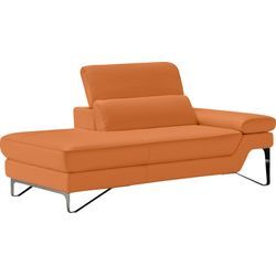 Ottomane EGOITALIANO "Princess, elegantes Designsofa mit erstklassigem Sitzkomfort", orange, B:177cm H:95cm T:108cm, Leder u00bbBULLu00ab (echtes Rindsleder). Geschliffenes, pigmentiertes und behandeltes Rindsleder mit einer Dicke von 1, 3-1, 5 mm. Dieses Leder zeigt eine ziemlich weiche Hand mit einem halb undurchsichtigen Aussehen. Es handelt sich um ein geschütztes Leder. Eine leichte Deckschic