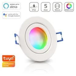 Einbauspot IP44 rund - Farbe: weiß - LED Leuchtmittel: GU10 5W RGB+CCT Smart Tuy...