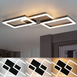 Deckenlampe led Deckenleuchte Wohnzimmer - 48W Wohnzimmerlampe Dimmbar Modern Design Schlafzimmerlampe Schwarz mit Fernbedienung Schlafzimmer