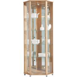 Vitrine FIF MÖBEL "TRIO", braun (nocefarben), B/H/T: 71cm x 172cm x 50cm, Glas, Holzwerkstoff, Schränke, Eckvitrine/Glasvitrine 1x Glastür, perfekt für Sammler, Sammlervitrine