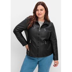 Bikerjacke in Lederoptik, schwarz, Gr.44