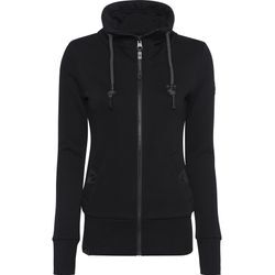 Sweatjacke RAGWEAR "RYLIE ZIP O" Gr. XS (34), schwarz (1010 schwarz), Damen, Sweatware, Obermaterial: 65% Baumwolle, 35% Polyester, unifarben, kontrastfarbene Details, Sweatjacken, Jacke mit extra breiten Bündchen