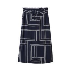 TOM TAILOR Damen Midi Rock mit Print, blau, Print, Gr. 36