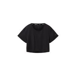 TOM TAILOR Damen Atmungsaktives T-Shirt, schwarz, Uni, Gr. M