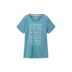 TOM TAILOR Damen Atmungsaktives T-Shirt, blau, Print, Gr. L