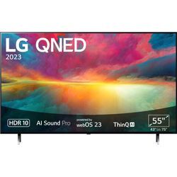 LG QNED-Fernseher, E (A-G), schwarz, 55, Fernseher, QNED,α5 Gen6 4K AI-Prozessor,HDR10,HDMI 2.0,Single Triple Tuner