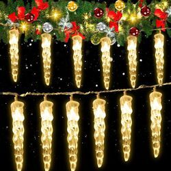 Tolletour - 40 led Eiszapfen Lichterkette Außen Innen 8 Modi IP44 Party Garten Lichtervorhang Fenster Weihnachten Eisregen Beleuchtung Deko Warmweiß