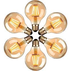 LED-Edison-Glühbirnen, Vintage G80 E27 4 w Glühbirne, Warmweiß 2700 k, Retro-Glühbirne, nicht dimmbar, 6er-Pack