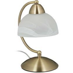 Tischlampe Touch, Retro Design, E14-Fassung, dimmbare Nachttischlampe, Glas & Eisen, hbt 25 x 15 x 19 cm, gold - Relaxdays