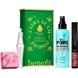 Benefit Angebote Geschenksets Extra Glam Infused - Beauty Weihnachtsset für einen Full-Face-Look Fan Fest auffächernde & volumenspendende Mascara 8,5 gr. + The POREfessional Super Setter langanhaltendes Make-up-Settingspray 30 ml + 24-HR Brow Setter transparentes, fixierendes Augenbrauengel 7 ml + Crystah Rouge in Erdbeerrosa 2,5 gr. 1 Stk.