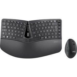 Perixx PERIDUO-606BDE Funk Tastatur, Maus-Set Deutsch, QWERTZ Schwarz Ergonomisch, Multimediatasten, Handballenauflage