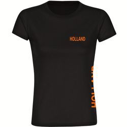 multifanshop® Damen T-Shirt - Holland - Brust & Seite - Druck orange