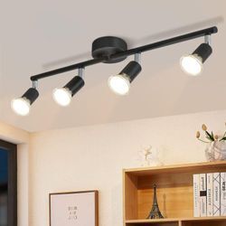 Led Deckenstrahler 4 Flammig Wohnzimmer - Schwarz Deckenleuchte Modern Deckenlampe GU10 Deckenspot Schwenkbar 330°Drehbar Spot Strahler Decke