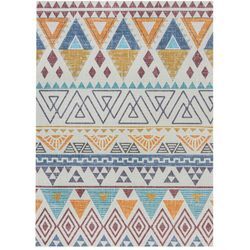 Teppich FLAIR RUGS "Lyle Aztec", blau, B:170cm H:8mm L:240cm, Kunstfaser, Teppiche, Lawson Kilim Washbarer Teppich