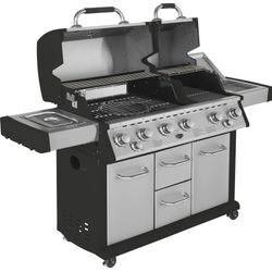 Gasgrill JUSTUS "Mars Pro", schwarz (edelstahlfarben, schwarz), B:190cm H:155cm T:80cm, Grills