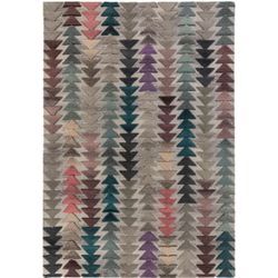 Wollteppich FLAIR RUGS "Archer", bunt (multi), B:120cm H:10mm L:170cm, Wolle, Teppiche, geometrisches Design