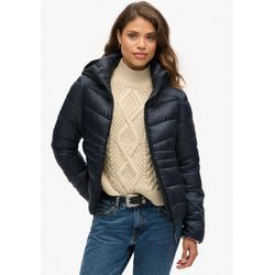 Steppjacke SUPERDRY "HOODED FUJI QUILT PADDED JKT" Gr. M, blau (eclipse navy), Damen, Web, Obermaterial: 100% Polyester, unifarben, Jacken