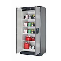 Sicherheitsschrank Typ 90 asecos Q-PEGASUS-90, Flügeltüren mit Schließ-Automatik, Einhandbedienung, Front asecos Silber, B 893 x T 615 x H 1953 mm