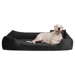 Tierlando ® VINCENT High-Tech-Velours (Triton) und Cord - Orthopädisches Hundebett schwarz 1,1 m, 25 cm, 90 cm