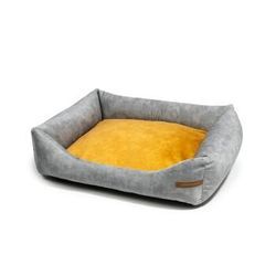 Rexproduct SoftColor luxury dog bed in grau color gelb M