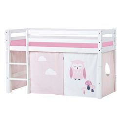 Hochbett HOPPEKIDS "ECO Dream, Kinderbett, Spielbett, Halbhohes Bett aus Massivholz", rosa (weiß, rosa, eule), B:81cm H:105cm L:168cm, Kinderbett: 100% Massivholz: Nordische Kiefer, Vorhang: 100% Baumwolle, Matratzenbezug 100% Baumwolle, Matratze: Schaum, Hochbetten, Kinderbett Hochbett, inkl. Vorhang-Set Creator, Bettgröße & Matratze wählbar