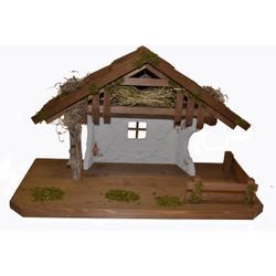 Krippe ALFRED KOLBE "Weihnachtsdeko", braun (braun, natur), B:50cm H:32cm T:25cm, Holz, Weihnachtskrippen, aus Holz, 50x25x32 cm, für Figuren bis 11 cm Höhe