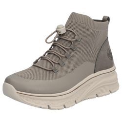 Schlupfboots RIEKER Gr. 40, grau (grau-beige) Damen Schuhe Outdoorboots, High top Sneaker, Stiefelette in veganer Verarbeitung