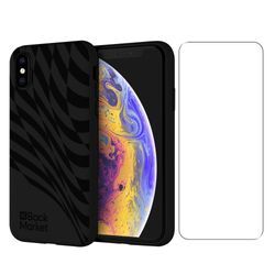 Back Market Hülle iPhone X/XS und schutzfolie - Recycelter Kunststoff - Schwarze Welle