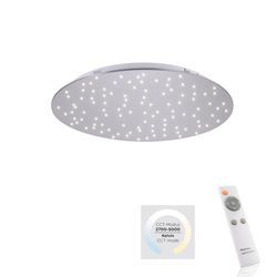 JUST LIGHT LED Deckenleuchte "SPARKLE", grau (stahlgrau), Ø 48cm, Lampen, CCT - über Fernbedienung, LED Sternenhimmel