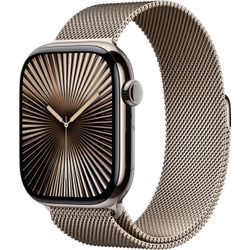 Smartwatch APPLE "Watch 10 Titan" Smartwatches Gr. 46 mm, Cellular, S/M, Milanaise, beige (natur) Bestseller