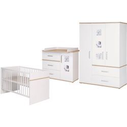 Babyzimmer-Komplettset ROBA "Pia" Gr. Kinderbett, Schrank & Wickelkommode, B/H: 70cm x 140cm, weiß Baby Schlafzimmermöbel-Sets breit; mit Kinderbett, Schrank und Wickelkommode