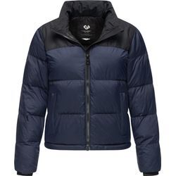 Steppjacke RAGWEAR "Serah" Gr. 4XL (48), blau (navy), Damen, Obermaterial 1: 100% Nylon, Obermaterial 2: 100% Polyester, Innenfutter: 100% Polyester, Wattierung: 100% Polyester, Jacken, stylische Damen Winterjacke im Colourblocking-Design