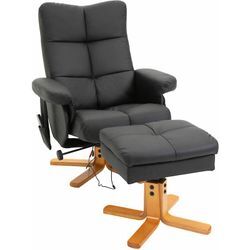 Homcom - Relaxsessel Massagesessel mit Fußhocker Stauraum Liegefunktion Fernsehsessel mit Massagefunktion tv Sessel 145°-Neigung Polyester Schwarz 80