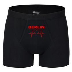 multifanshop® Herren Boxer Short - Berlin rot - Herzschlag - Druck rot